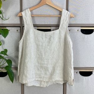 Esby Linen stripe square neck tank